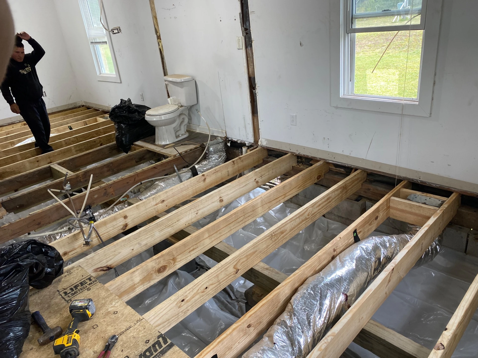 Wooden deck stair construction